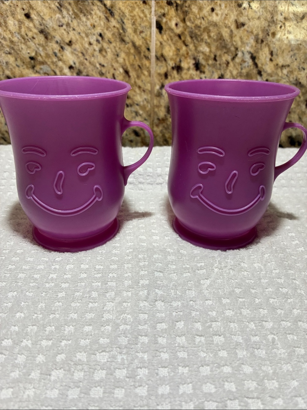 Set of 2 Purple Kool-Aid Man Plastic Cups with Handle